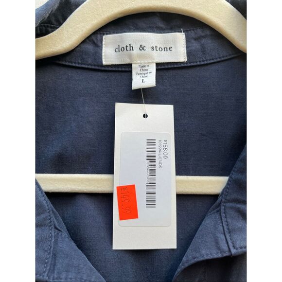 Sundance Cloth & Stone Navy Tencel Jumpsuit - L - Picture 3 of 7